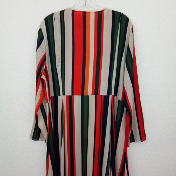 Bohemian Striped Multicolor Open Front Kimono L - Picture 10 of 11